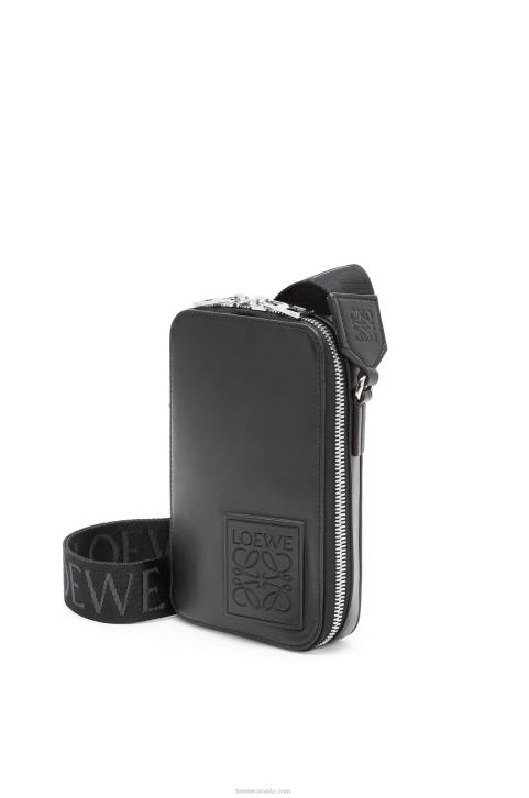Loewe Vertical Crossbody Pocket in satin calfskin 688V613 Men Black