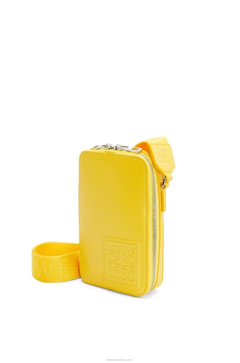 Loewe Vertical Crossbody Pocket in satin calfskin 688V614 Men Yellow