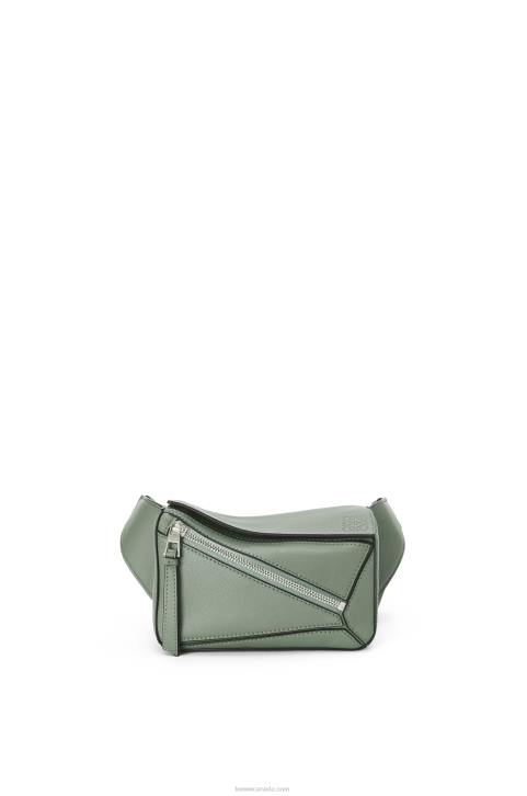 Loewe Mini Puzzle bumbag in classic calfskin 688V298 Men Dark Sage