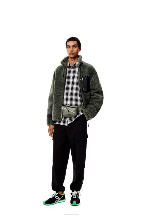 Loewe Mini Puzzle bumbag in classic calfskin 688V298 Men Dark Sage