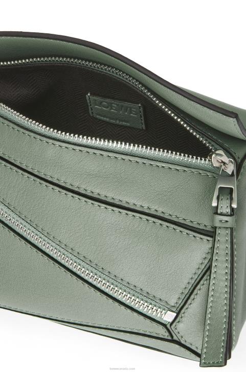 Loewe Mini Puzzle bumbag in classic calfskin 688V298 Men Dark Sage