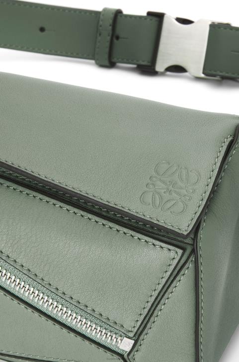 Loewe Mini Puzzle bumbag in classic calfskin 688V298 Men Dark Sage