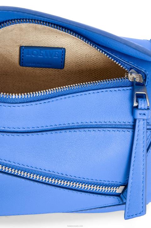 Loewe Mini Puzzle bumbag in classic calfskin 688V547 Men Seaside Blue