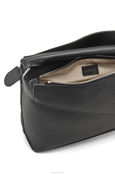 Loewe Puzzle Edge bag in grained calfskin 688V540 Men Black