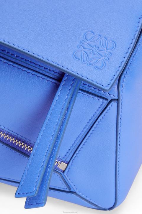 Loewe Small Puzzle bumbag in classic calfskin 688V563 Men Seaside Blue