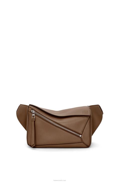 Loewe Small Puzzle bumbag in classic calfskin 688V564 Men Winter Brown