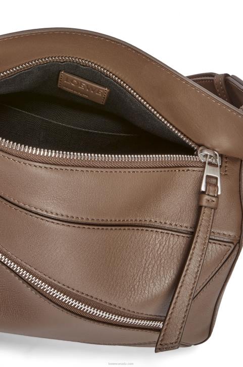 Loewe Small Puzzle bumbag in classic calfskin 688V564 Men Winter Brown