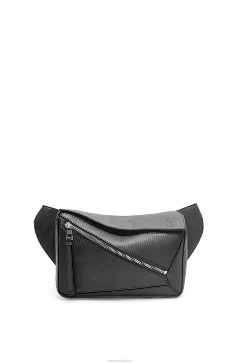 Loewe Small Puzzle bumbag in diamond calfskin 688V566 Men Black