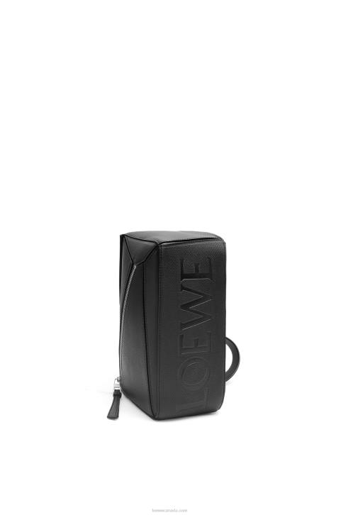 Loewe Small Puzzle bumbag in diamond calfskin 688V566 Men Black