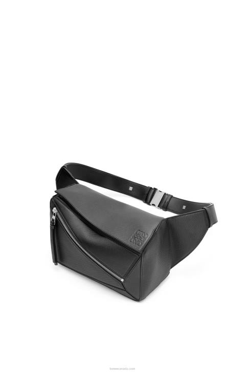 Loewe Small Puzzle bumbag in diamond calfskin 688V566 Men Black