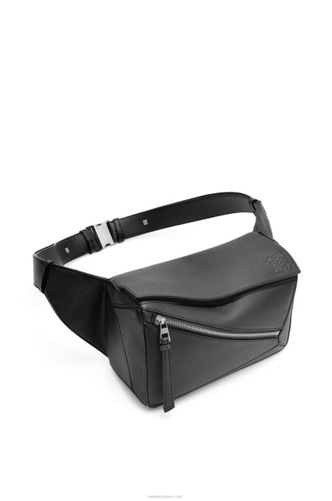 Loewe Small Puzzle bumbag in diamond calfskin 688V566 Men Black
