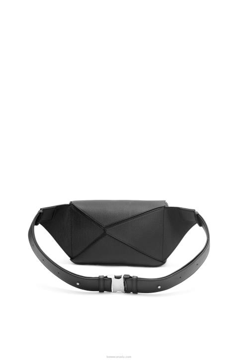 Loewe Small Puzzle bumbag in diamond calfskin 688V566 Men Black