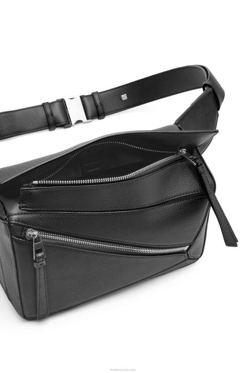 Loewe Small Puzzle bumbag in diamond calfskin 688V566 Men Black