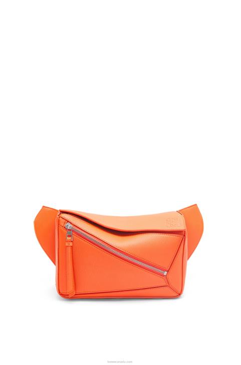 Loewe Small Puzzle bumbag in diamond calfskin 688V568 Men Orange