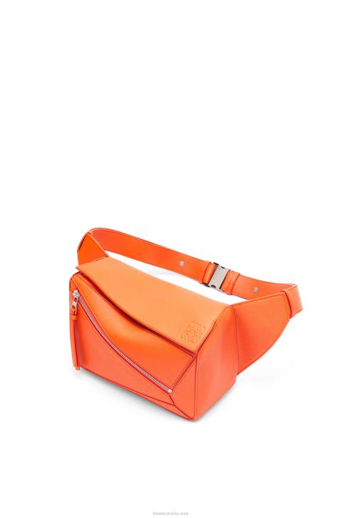 Loewe Small Puzzle bumbag in diamond calfskin 688V568 Men Orange