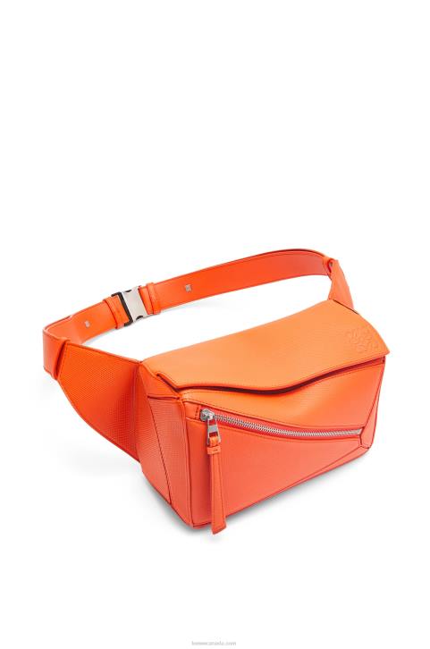 Loewe Small Puzzle bumbag in diamond calfskin 688V568 Men Orange