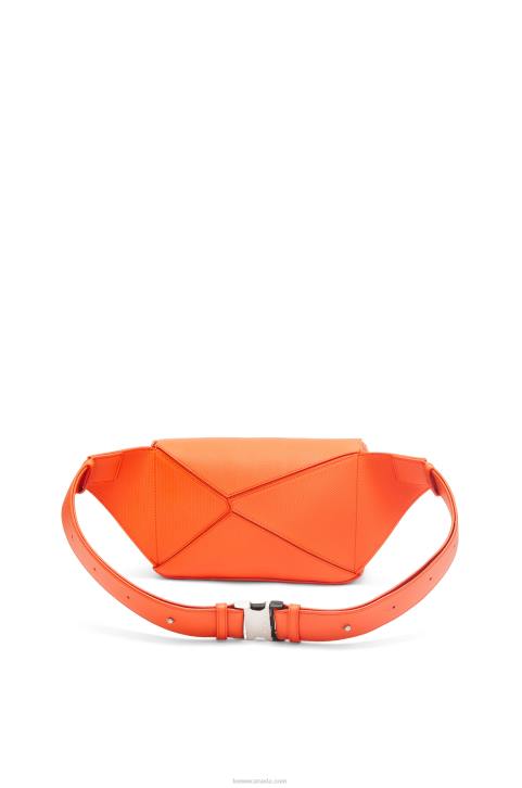 Loewe Small Puzzle bumbag in diamond calfskin 688V568 Men Orange
