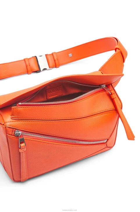 Loewe Small Puzzle bumbag in diamond calfskin 688V568 Men Orange