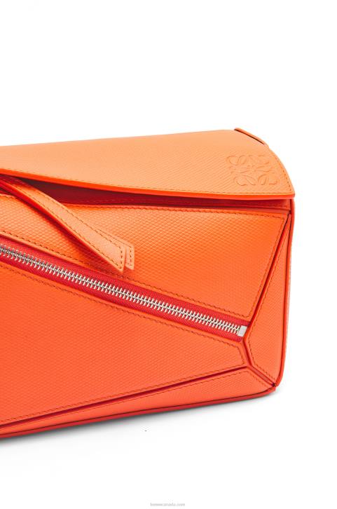 Loewe Small Puzzle bumbag in diamond calfskin 688V568 Men Orange