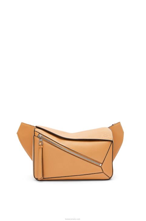 Loewe Small Puzzle bumbag in diamond calfskin 688V569 Men Warm Desert