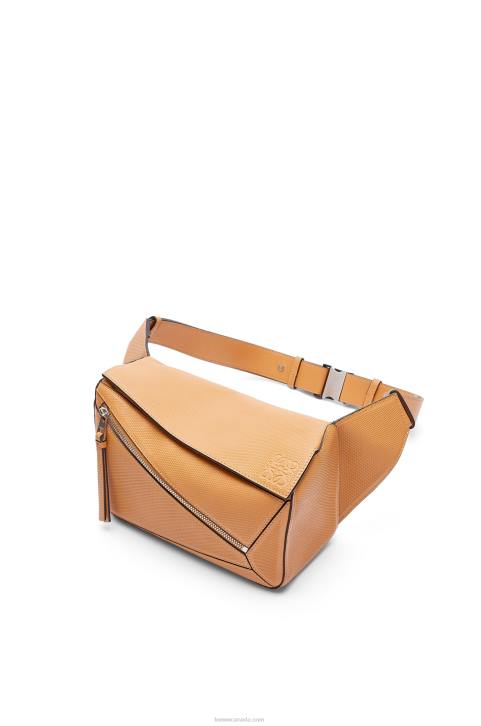 Loewe Small Puzzle bumbag in diamond calfskin 688V569 Men Warm Desert