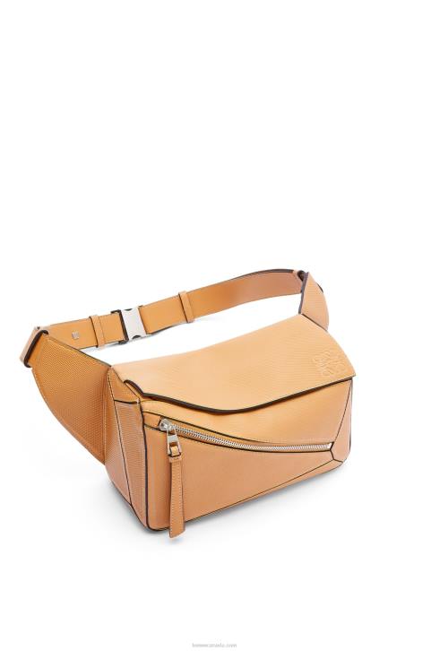 Loewe Small Puzzle bumbag in diamond calfskin 688V569 Men Warm Desert