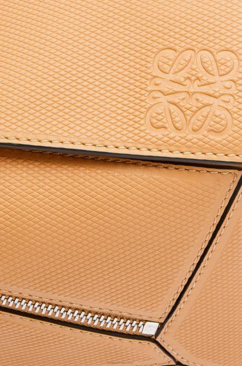 Loewe Small Puzzle bumbag in diamond calfskin 688V569 Men Warm Desert