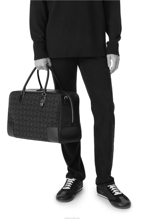 Loewe Amazona 44 bag in Anagram jacquard and calfskin 688V148 Men Anthracite/Black