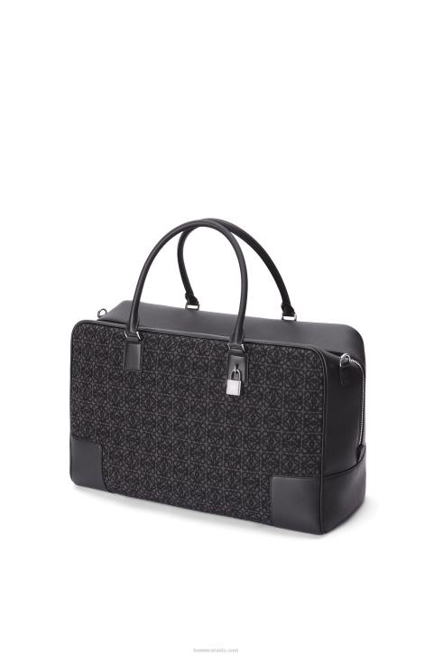 Loewe Amazona 44 bag in Anagram jacquard and calfskin 688V148 Men Anthracite/Black