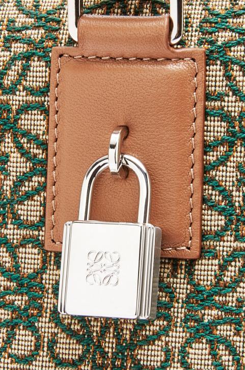 Loewe Amazona 44 bag in Anagram jacquard and calfskin 688V161 Men Khaki Green/Tan