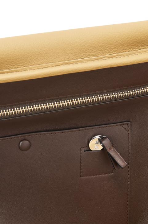 Loewe Amazona 44 bag in suede and calfskin 688V160 Men Gold/Chocolate Brown