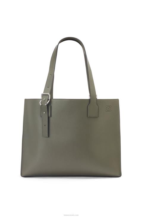 Loewe Buckle Horizontal tote in classic calfskin 688V180 Men Khaki Green