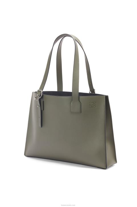 Loewe Buckle Horizontal tote in classic calfskin 688V180 Men Khaki Green