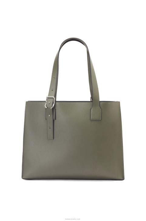 Loewe Buckle Horizontal tote in classic calfskin 688V180 Men Khaki Green