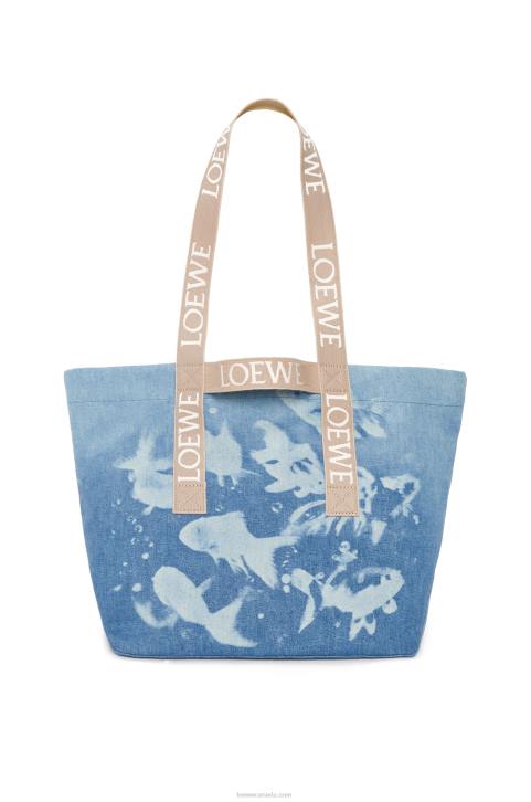 Loewe Fold Shopper in denim 688V67 Men Light Blue/Natural