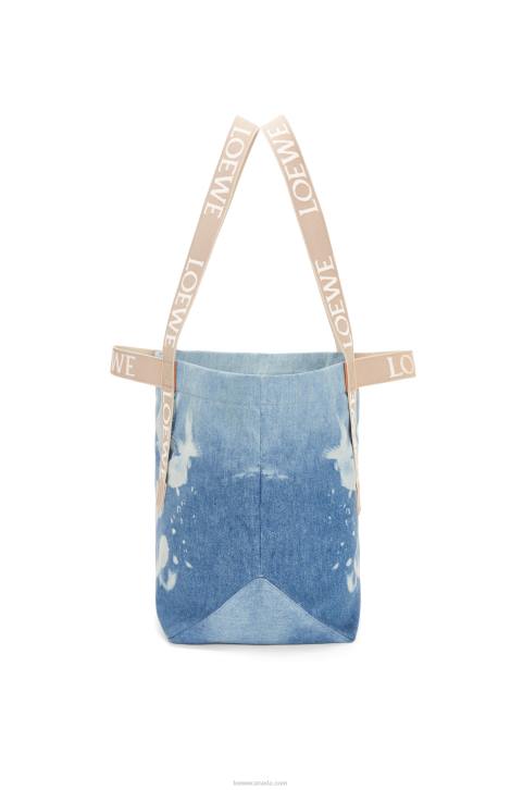 Loewe Fold Shopper in denim 688V67 Men Light Blue/Natural