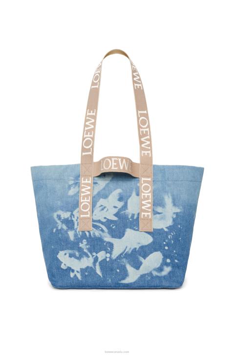 Loewe Fold Shopper in denim 688V67 Men Light Blue/Natural