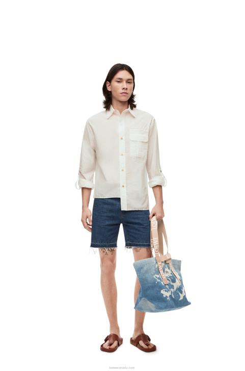 Loewe Fold Shopper in denim 688V67 Men Light Blue/Natural