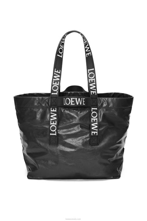 Loewe Fold Shopper in paper calfskin 688V68 Men Black