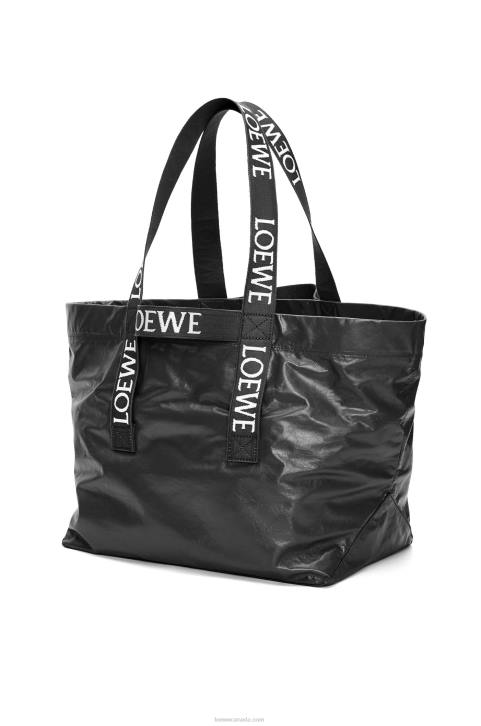 Loewe Fold Shopper in paper calfskin 688V68 Men Black