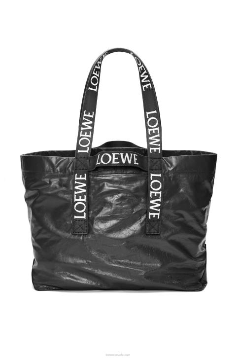 Loewe Fold Shopper in paper calfskin 688V68 Men Black