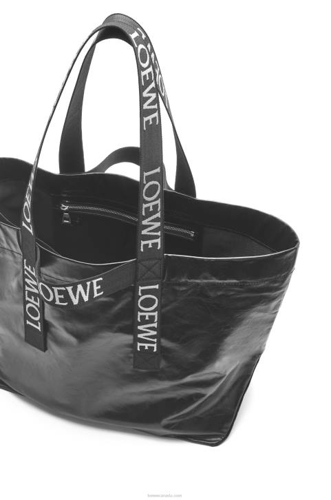 Loewe Fold Shopper in paper calfskin 688V68 Men Black