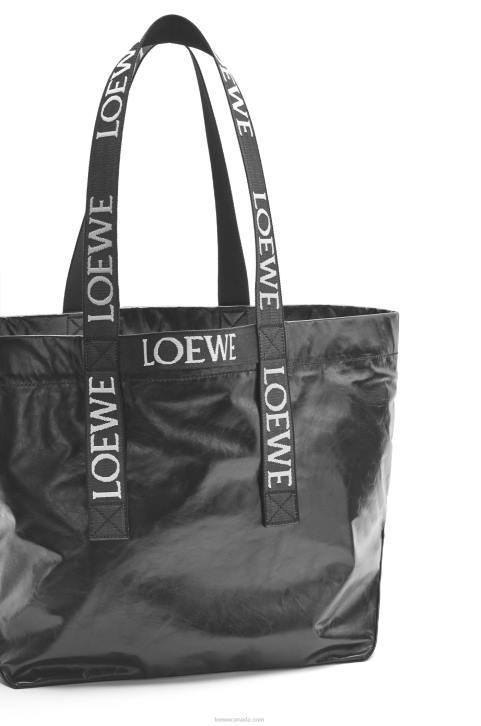 Loewe Fold Shopper in paper calfskin 688V68 Men Black