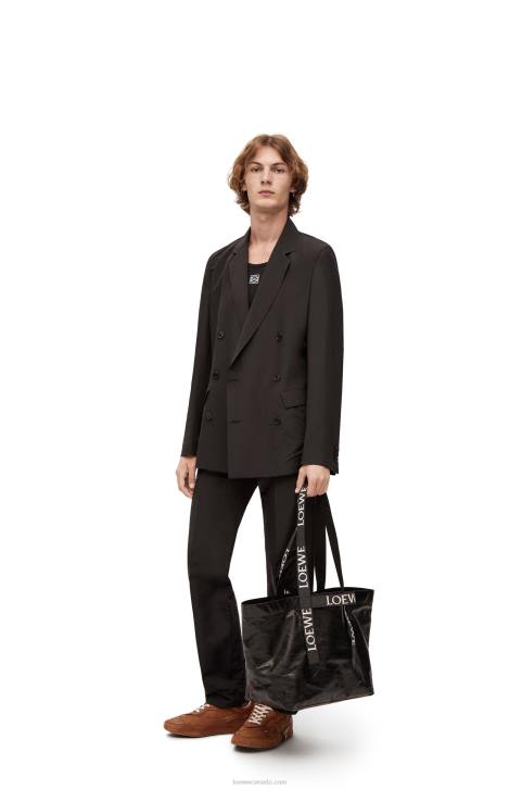 Loewe Fold Shopper in paper calfskin 688V68 Men Black