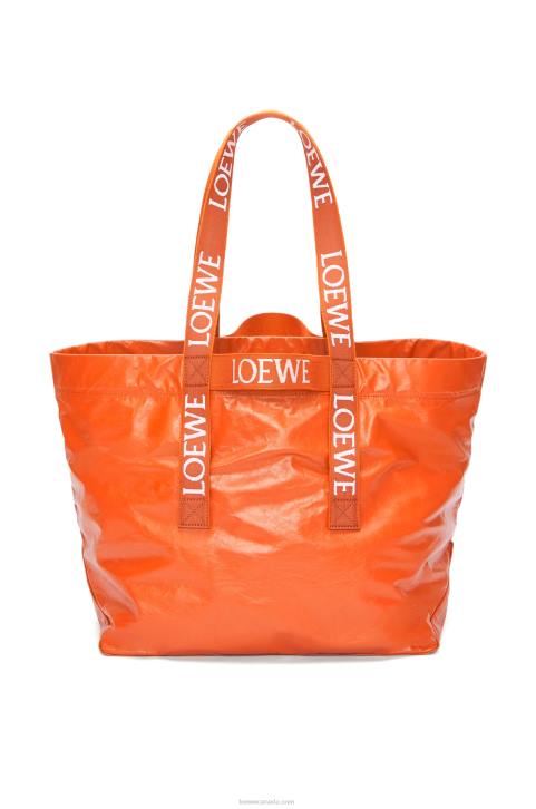 Loewe Fold Shopper in paper calfskin 688V69 Men Orange