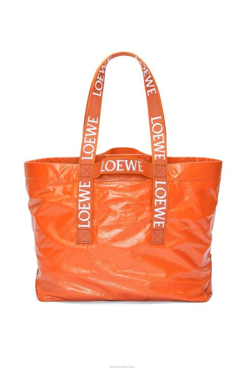 Loewe Fold Shopper in paper calfskin 688V69 Men Orange