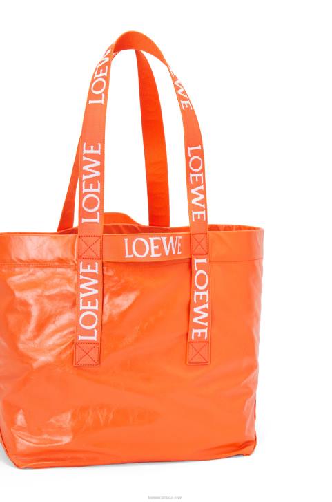 Loewe Fold Shopper in paper calfskin 688V69 Men Orange