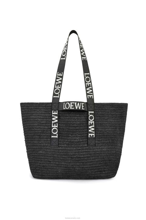 Loewe Fold Shopper in raffia 688V15 Men Black