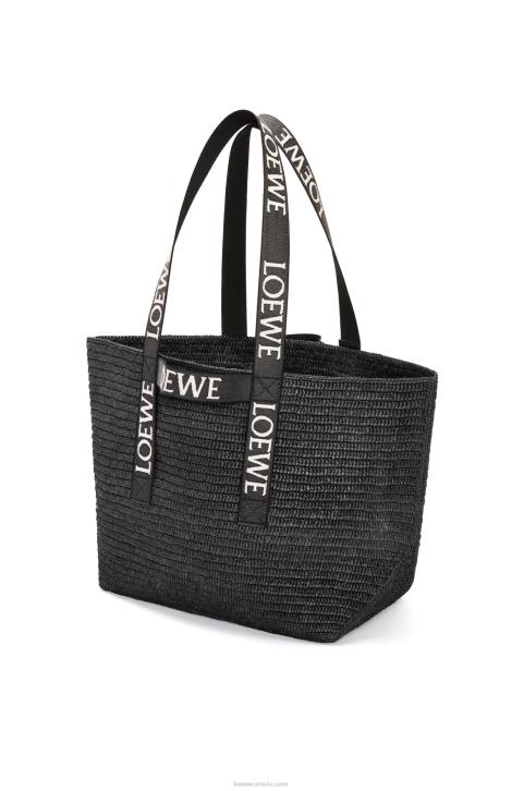 Loewe Fold Shopper in raffia 688V15 Men Black