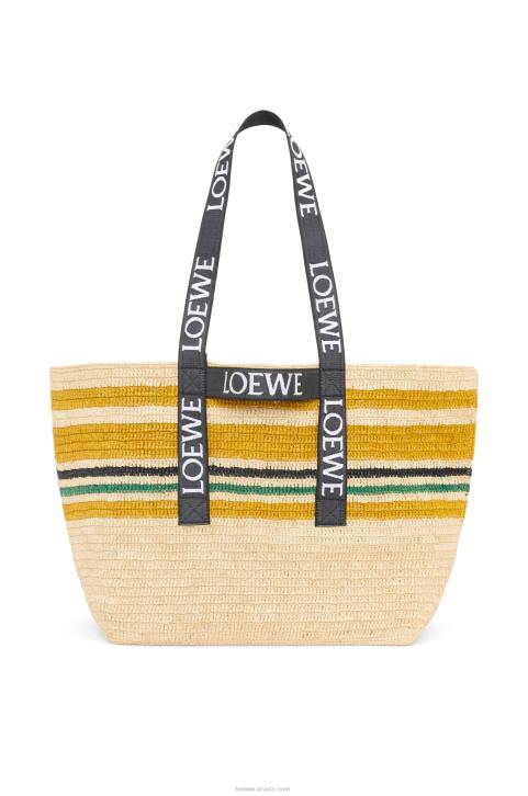 Loewe Fold Shopper in raffia 688V16 Men Multicolor/Black